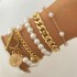 European and American cross-border retro thick chain personalized bracelet mixed and matched open bracelet bracelet, hand decoration layered style set bracelet wholesale