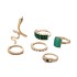 European and American Light Luxury Jewelry Creative Green Diamond Set Serpentine Ring 6-piece Set Retro Emerald Zircon Joint Ring