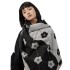 Imitation cashmere color blocked warm scarf with floral long and thick tassel shawl, autumn and winter women's knitted warm scarf