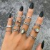 European and American Cross border Retro Vintage Butterfly Serpentine Ring Set Combination Open Multi Joint Ring Set 9-Piece Set