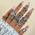 European and American Cross border New Jewelry Ring Vintage Ethnic Style Mushroom Love Moon Leaf Ancient Silver 7-piece Set Ring