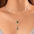 European and American cross-border sweater chain creative retro imitation grandmother blue-green pearl chain multi-layer necklace simple three-layer collarbone chain