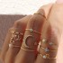 Cross border Star Moon Ring Set with Diamond, Love Tree Leaves, 10 Pieces, Women's Light Luxury, High Grade Alloy Joint Ring