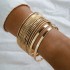 Cross border European and American retro personality exaggerated wide face bracelet set gold smooth irregular wristband bracelet multi piece set