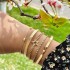 Cross border European and American retro personality exaggerated wide face bracelet set gold smooth irregular wristband bracelet multi piece set