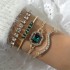 Cross border fashion niche diamond imitation grandmother emerald bracelet set, personalized snake shaped love bracelet set for women