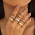 European and American Cross border Geometric Metal Wind Lava Line Ring Four Piece Set Irregular Smooth Open Ring Set