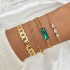 Cross border new European and American bracelet ins retro inlaid green diamond square bracelet inlaid diamond butterfly heart bracelet 4-piece set