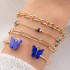 AliExpress Cross border Jewelry Butterfly Imitation Gemstone Hollow Four Layer Bracelet Geometric Opening Bracelet Set