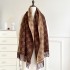 Coffee colored imitation cashmere long tassel warm scarf, women's core yarn air conditioning shawl scarf, high-end versatile scarf