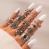 European and American new popular women's ring fashion personality ancient silver forest vine leaf flower ring four piece set