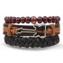 Retro bead bracelet for men, fashionable hollow triangular leather bracelet and bracelet, multi-layer wide wrapped jewelry