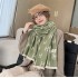 New imitation cashmere scarf for women with high-end feel, letter carriage short beard tassel scarf, light luxury style, thick and warm shawl