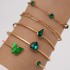 European and American new minimalist metal imitation emerald inlaid diamond bracelet full of diamonds square diamond heart bracelet fashionable four piece set for women