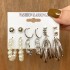 Cross border Pearl Inlaid Women's Card Earrings Creative French Retro Gold Earring Set 6-piece Set