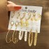 Cross border Pearl Inlaid Women's Card Earrings Creative French Retro Gold Earring Set 6-piece Set