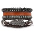 Retro bead bracelet for men, fashionable hollow triangular leather bracelet and bracelet, multi-layer wide wrapped jewelry