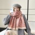 Winter Camellia Diagonal Grid Core Wrapped Yarn Jacquard Scarf Women's Versatile Cashmere Shawl Thickened Warm and Cold proof Scarf