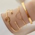 European and American Cross border New Product Stacked Personalized Street Photography Love Bracelet Four Piece Set Exaggerated Threaded Chain Alloy Bracelet for Women