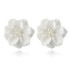 New Korean minimalist and versatile exaggerated camellia earrings with a fresh and three-dimensional white flower pearl earrings