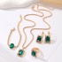 New European and American square diamond jewelry set, fashionable colored rhinestone necklace, earrings, rings, bracelets set, bridal accessories