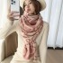 Color blocked letter core yarn jacquard scarf for women, Korean version, fashionable and high-end, imitation cashmere shawl, warm and thick scarf