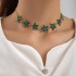 Cross border imitation grandmother emerald temperament versatile multi-layer bow necklace light luxury diamond inlaid love flower necklace