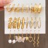 Cross border alloy heart pearl lock snake butterfly mushroom lock ear buckle creative personality card earrings 12 pieces batch