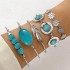 Cross border Bohemian ethnic style turquoise inlaid bracelet set with exaggerated personality butterfly turquoise bracelet multiple piece set