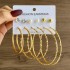 Fashionable commuting large circle earrings with heart-shaped earrings, simple geometric coils, metal card earrings set