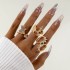 European and American cross-border jewelry light luxury diamond inlaid butterfly peach heart ring set, niche Love moon joint ring for women