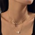 Cross border Fashion Imitation Pearl Love Pendant Multi layer Necklace High end Versatile Clover Cross Ring Necklace