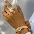 Cross border Design Embrace Ring Bow Open Bracelet Fashion Smooth Wide Edition Ring Jewelry Set for Women