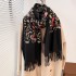 Autumn and Winter New Cashew Flower Vine Embroidered Ethnic Style Women's Imitation Cashmere Warm Scarf for Travel, Wearing Shawls Outside