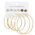 Fashionable commuting large circle earrings with heart-shaped earrings, simple geometric coils, metal card earrings set