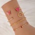 AliExpress Cross border Jewelry Butterfly Imitation Gemstone Hollow Four Layer Bracelet Geometric Opening Bracelet Set