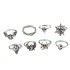 Cross border Dark Skull Head Ring Set Punk Style Spider Serpentine Animal Ring Set Halloween