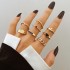 European and American Cross border Retro Vintage Butterfly Serpentine Ring Set Combination Open Multi Joint Ring Set 9-Piece Set