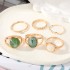 Cross border geometric imitation green jade joint ring 6-piece set, female design sense, niche, simple, diamond inlaid ring wholesale