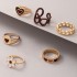 European and American Cross border Jewelry Brown Love Drop Oil Ring Six Piece Set Geometric Flower Ring Combination Set