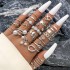 Cross border New Fashionable Versatile Leaf Love Ring Set Personalized Geometric Stacked Joint Ring Multi piece Set