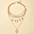 European and American new geometric circular tassel necklace alloy buckle ring rhinestone tassel concave convex circular pendant 4-layer necklace