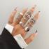 European and American Cross border Retro Vintage Butterfly Serpentine Ring Set Combination Open Multi Joint Ring Set 9-Piece Set