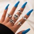 European and American Cross border New Jewelry Ring Vintage Ethnic Style Mushroom Love Moon Leaf Ancient Silver 7-piece Set Ring