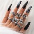 European and American punk dark butterfly skull hollow face ring multi piece set, personalized and trendy vintage ring set