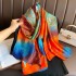 2023 New Simulated Silk Silk Women's Mountain Camellia Explosive Shawl Beach Scarf Thin Edition Trendy Brand New Silk Satin Multiple Scarves