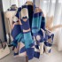 Korean version autumn and winter splicing dopamine colored letter design, elongated and luxurious, warm and imitation cashmere scarf, shawl for women