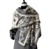 2024 Autumn/Winter New Imitation Cashmere Paris Tower Retro Pentagram Printed Double sided Warm Scarf Shawl Waist