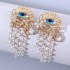 Cross border jewelry court style antique crystal tassel pendant earrings personality devil's eye exaggerated atmospheric earrings for women