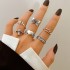 European and American Cross border Retro Vintage Butterfly Serpentine Ring Set Combination Open Multi Joint Ring Set 9-Piece Set